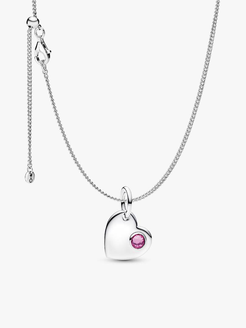October Birthstone Heart Pendant Necklace 2 Quantity