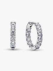 Sparkling Row Eternity Hoop Earrings Sterling silver