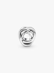 June White Mother of Pearl Eternity Circle Charm Sterling silver