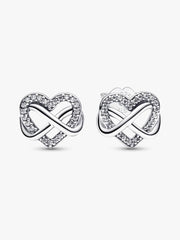 Sparkling Infinity Heart Stud Earrings Sterling silver