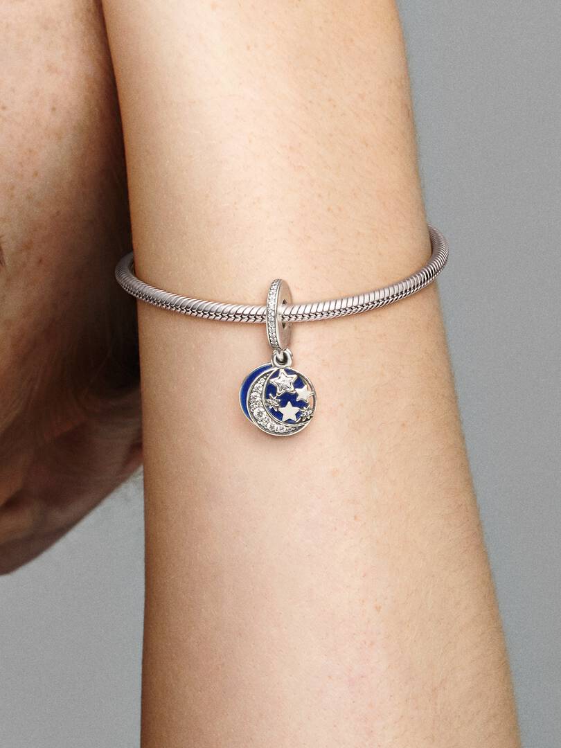 Moon & Blue Sky Dangle Charm Sterling silver