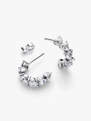 FINAL SALE - Sparkling Hearts Open Hoop Earrings Sterling silver