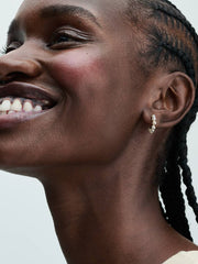 FINAL SALE - Treated Freshwater Cultured Pearls Open Hoop Earrings 14k gold plating