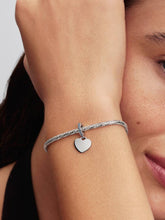 Engravable Heart Blue Stone Dangle Charm Sterling silver