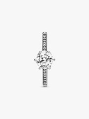 Clear Sparkling Crown Solitaire Ring Sterling silver