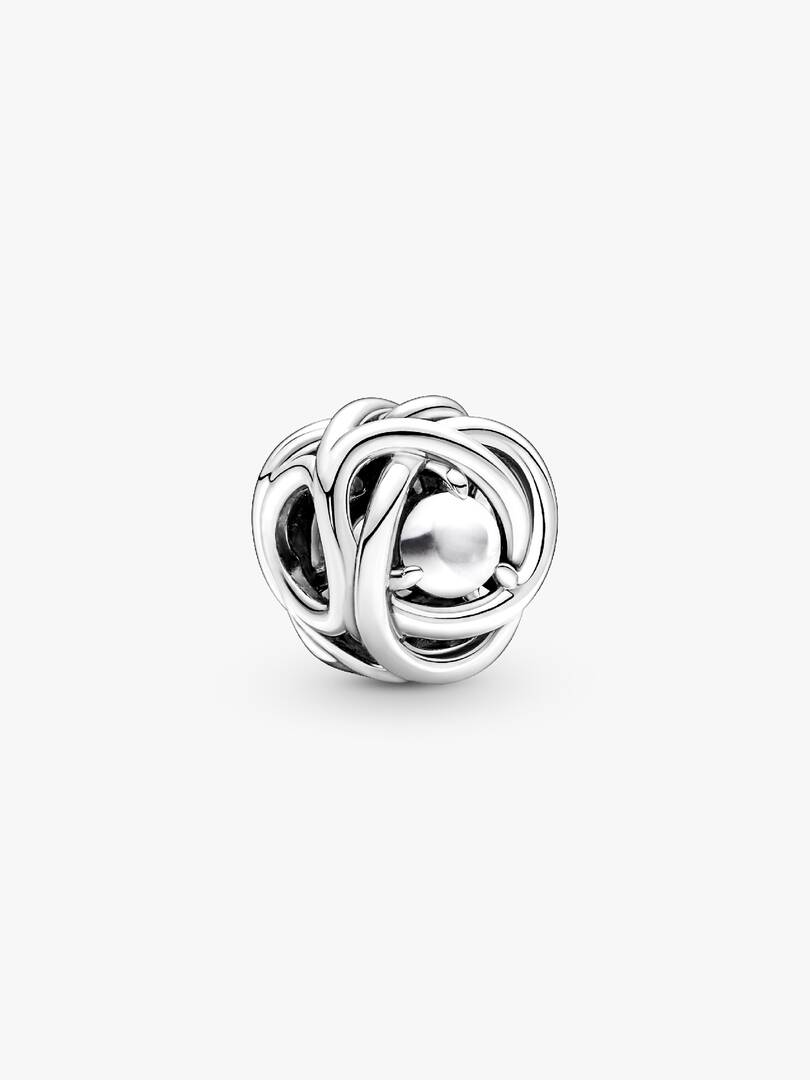 June White Mother of Pearl Eternity Circle Charm Sterling silver