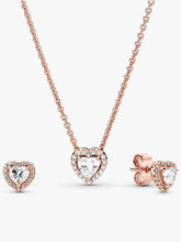 Elevated Heart Necklace & Earrings Set 2 Quantity