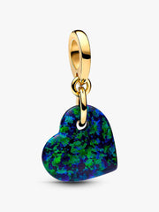 FINAL SALE - Opalescent Green Heart Dangle Charm 14k gold plating