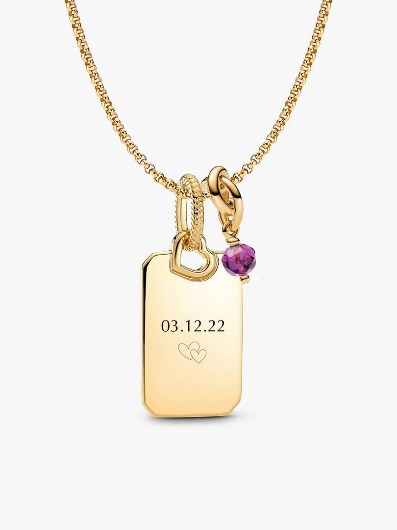 February Engravable Dangle Charm Necklace Set 3 Quantity