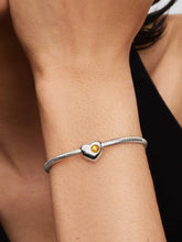 Engravable Honey Stone Heart Charm Sterling silver