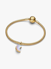 Sparkling Crescent Moon Dangle Charm 14k gold plating