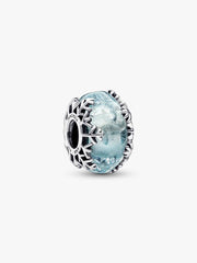 Winter Blue Snowflake Murano Charm Sterling silver