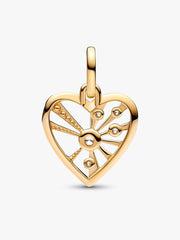 FINAL SALE - Heart & Rays Medallion Charm 14k gold plating