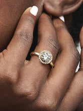 Sparkling Round Halo Ring 14k gold plating