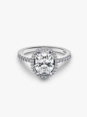 Oval Sparkling Halo Statement Ring Sterling silver