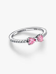 Sparkling Pink Bow Ring Sterling silver