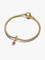 Faceted Pink Eternity Circle Dangle Charm 14k gold plating