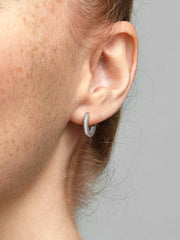 Pavé Heart Hoop Earrings Sterling silver