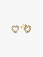Open Heart Stud Earrings 14k gold plating