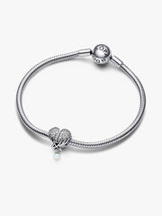FINAL SALE - Sparkling Angel Wings & Heart Charm Sterling silver