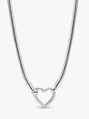 Heart Closure Snake Chain Necklace Sterling silver