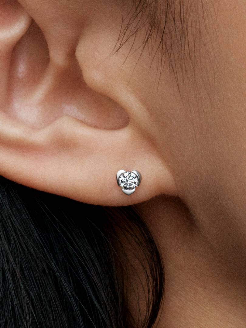 FINAL SALE - Pandora Talisman Sterling Silver Lab-grown Diamond Heart Earrings 0.30 ct TW, Sterling silver