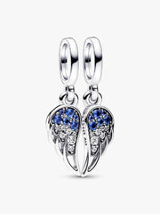 Sparkling Splitable Angel Wings Dangle Charm Sterling silver