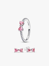 Sparkling Pink Bow Ring Set 2 Quantity