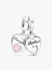 Double Heart Split Dangle Charm Sterling silver