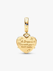 Disney Cinderella's Carriage & Heart Double Dangle Charm 14k gold plating