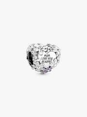 Mom Daisy Heart Charm Sterling silver