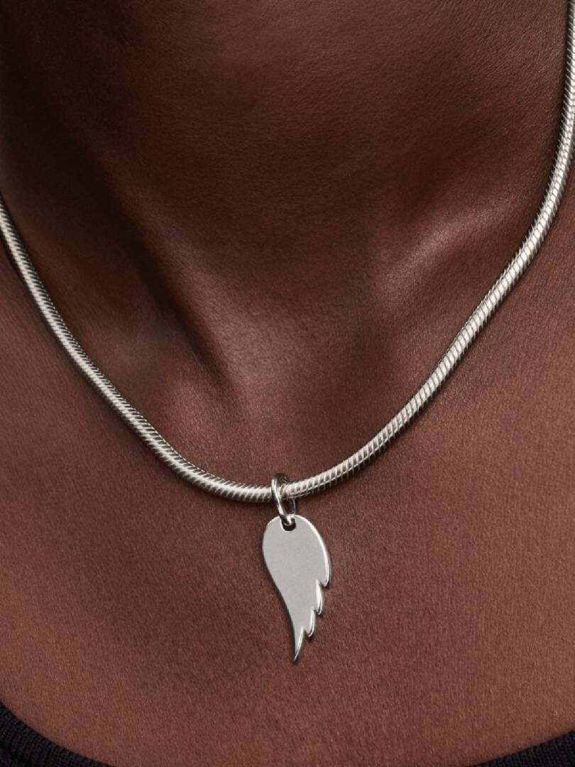 Engravable Angel Wing Tag Pendant Sterling silver
