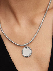 Engravable Round Tag Pendant Sterling silver