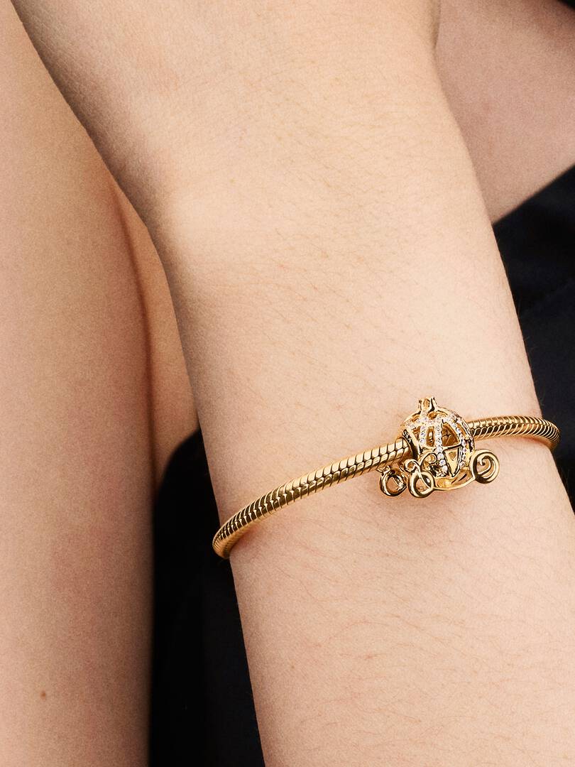 Disney Cinderella Sparkling Carriage Charm 14k gold plating