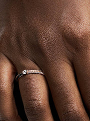 FINAL SALE - Pandora ME Pavé & Black Dual Ring 14k rose gold plating