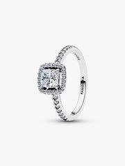 Sparkling Square Halo Ring Sterling silver