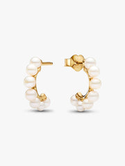 FINAL SALE - Treated Freshwater Cultured Pearls Open Hoop Earrings 14k gold plating