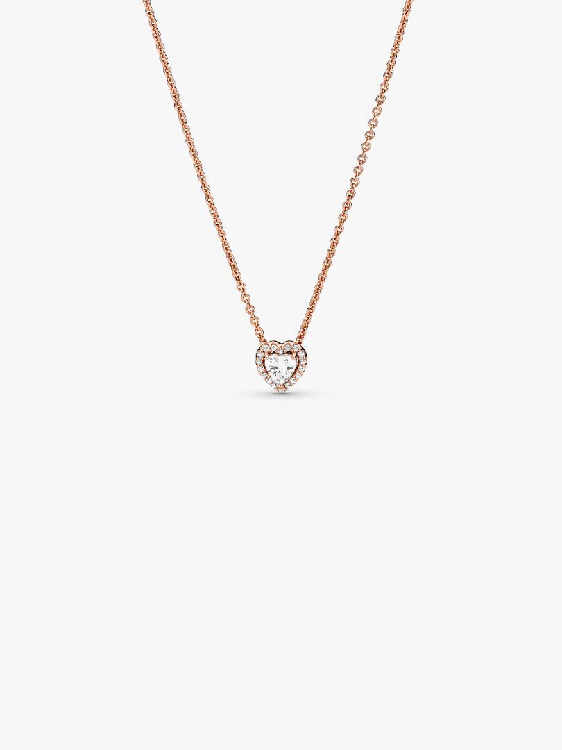 Sparkling Heart Collier Necklace 14k rose gold plating