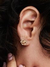 Sparkling Infinity Heart Stud Earrings 14k gold plating
