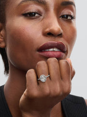 Oval Sparkling Halo Statement Ring Sterling silver
