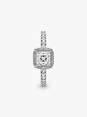 Square Sparkle Halo Ring Sterling silver