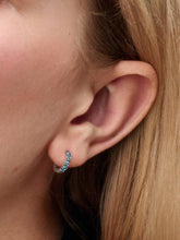 Light Blue Huggie Earrings Sterling silver