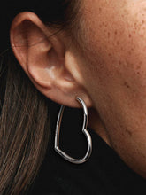 Asymmetrical Heart Hoop Earrings Sterling silver