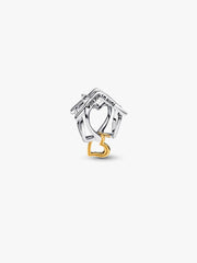 Home & Heart Charm Sterling silver, 14k gold plating