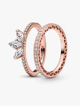 Rose Gold Tear-shaped Tiara Ring Set 2 Quantity