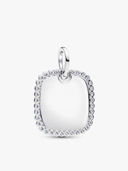 Engravable Sparkling Square Tag Pendant Necklace 2 Quantity