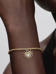 Radiant Heart Double Dangle Charm Sterling silver, 14k gold plating