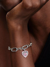 Radiating Pink Heart Medallion Charm Sterling silver
