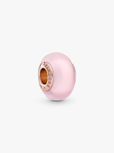 Matte Pink Murano Glass Charm 14k rose gold plating
