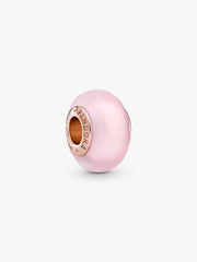 Matte Pink Murano Glass Charm 14k rose gold plating
